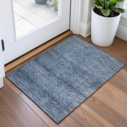 Machine Washable Indoor/Outdoor Chantille ACN2060 Blue 1'8" x 2'6" Rug