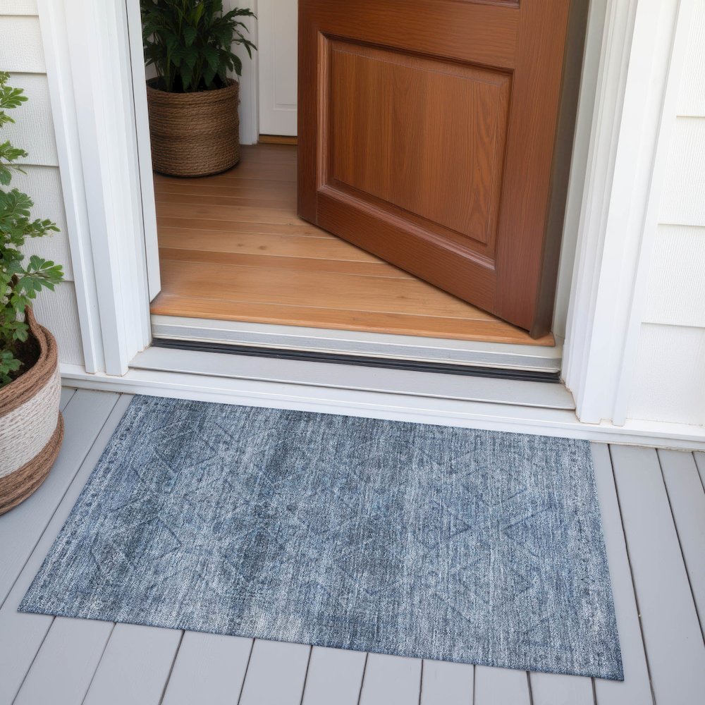 Machine Washable Indoor/Outdoor Chantille ACN2060 Blue 1'8" x 2'6" Rug