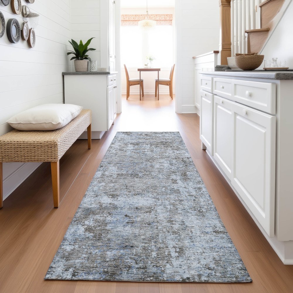 Machine Washable Indoor/Outdoor Chantille ACN2061 Blue 2'3" x 7'6" Runner Rug