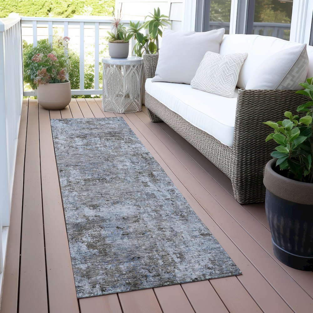 Machine Washable Indoor/Outdoor Chantille ACN2061 Blue 2'3" x 7'6" Runner Rug