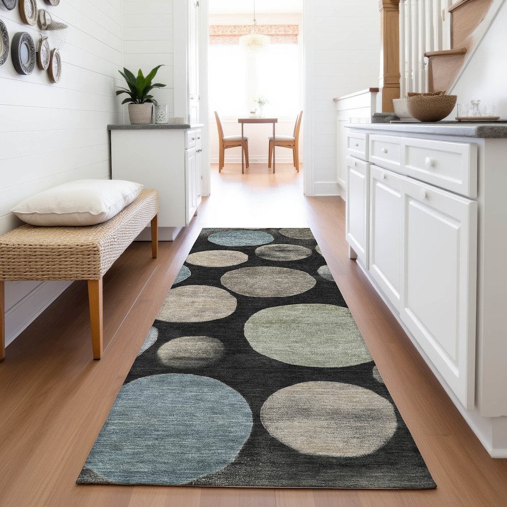 Machine Washable Indoor/Outdoor Chantille ACN2062 Black 2'3" x 7'6" Runner Rug