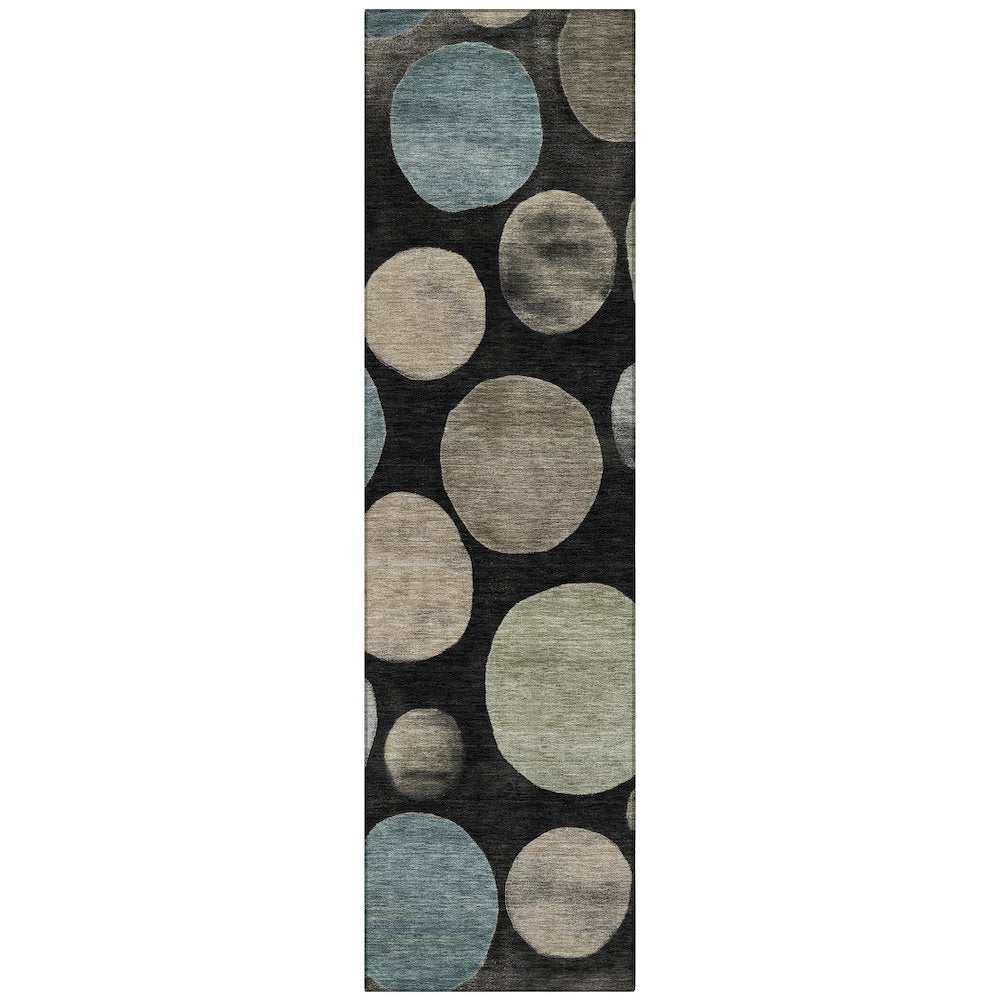 Machine Washable Indoor/Outdoor Chantille ACN2062 Black 2'3" x 7'6" Runner Rug
