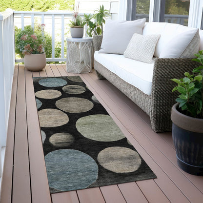 Machine Washable Indoor/Outdoor Chantille ACN2062 Black 2'3" x 7'6" Runner Rug
