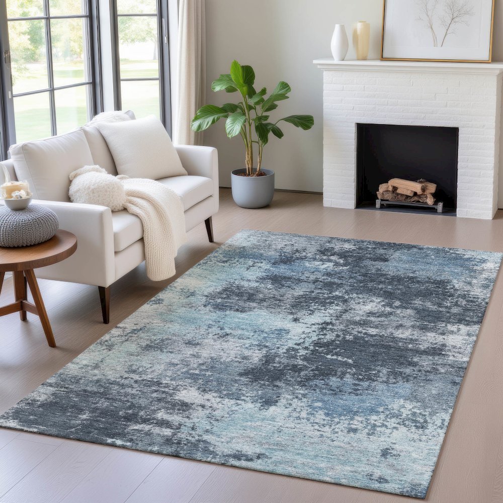 Machine Washable Indoor/Outdoor Chantille ACN2065 Blue 2'6" x 3'10" Rug