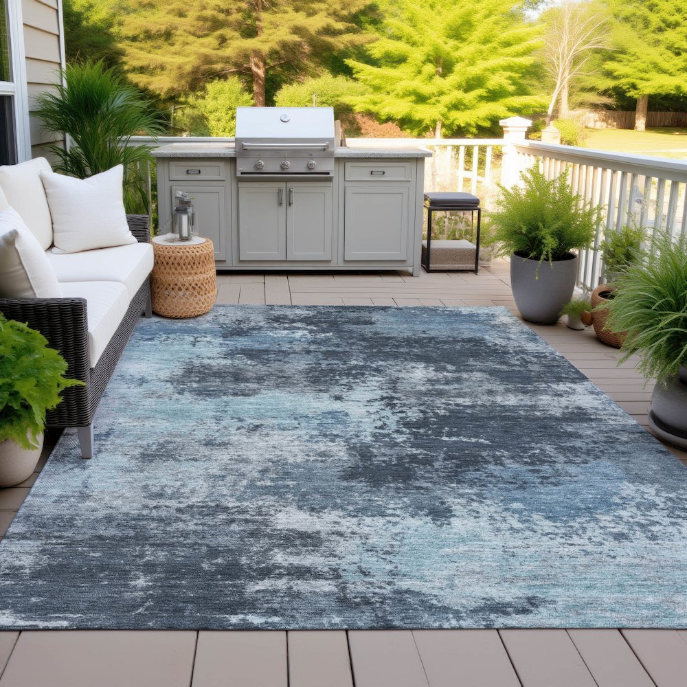 Machine Washable Indoor/Outdoor Chantille ACN2065 Blue 2'6" x 3'10" Rug