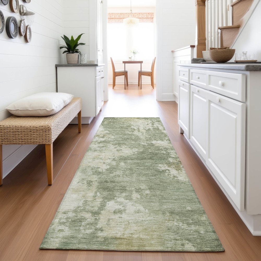 Machine Washable Indoor/Outdoor Chantille ACN2066 Sage 2'3" x 7'6" Runner Rug