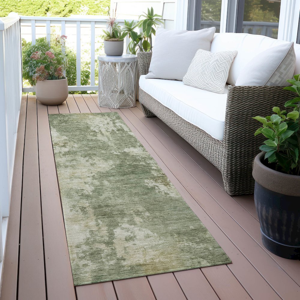 Machine Washable Indoor/Outdoor Chantille ACN2066 Sage 2'3" x 7'6" Runner Rug