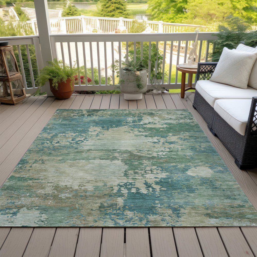 Machine Washable Indoor/Outdoor Chantille ACN2067 Teal 2'6" x 3'10" Rug