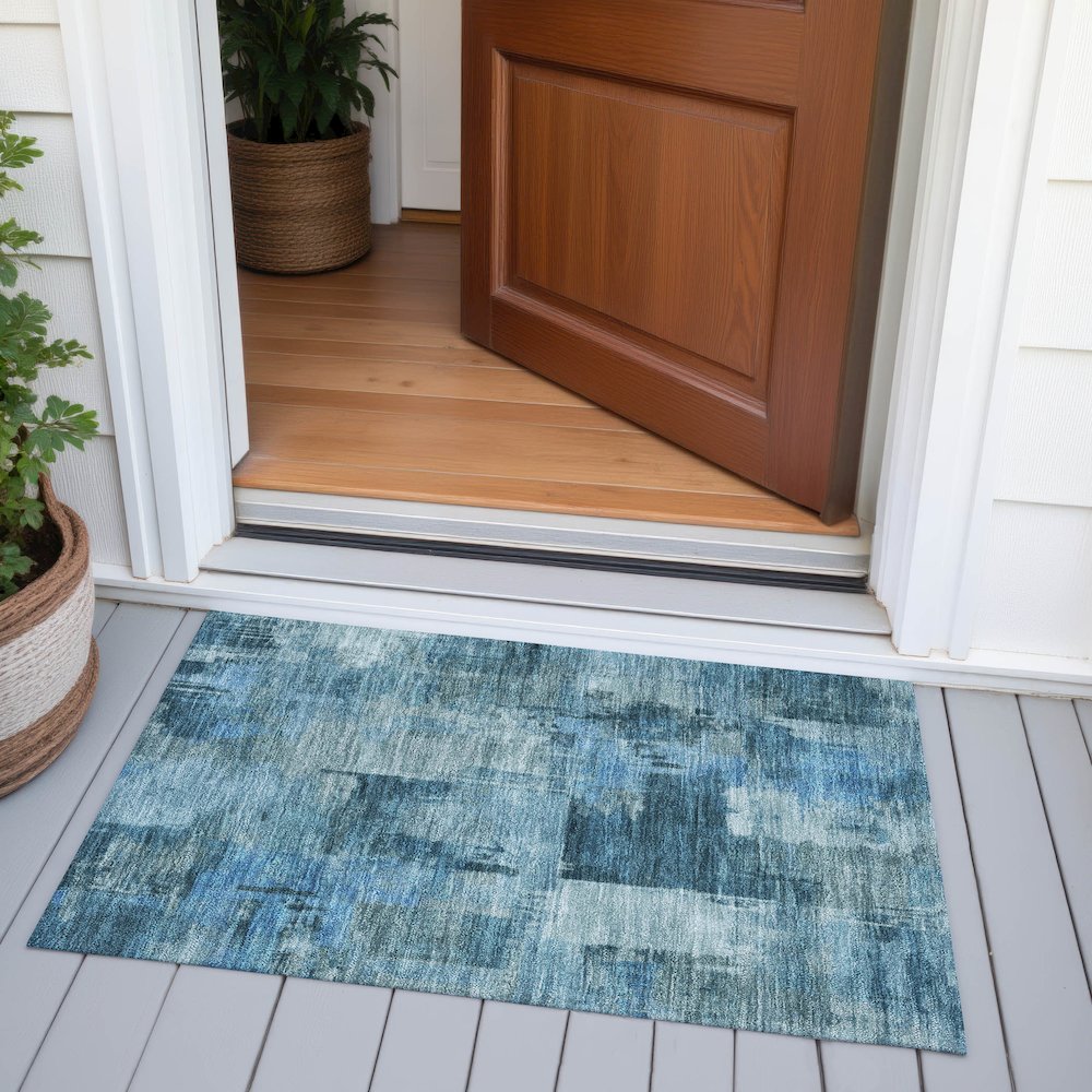 Machine Washable Indoor/Outdoor Chantille ACN2069 Blue 1'8" x 2'6" Rug