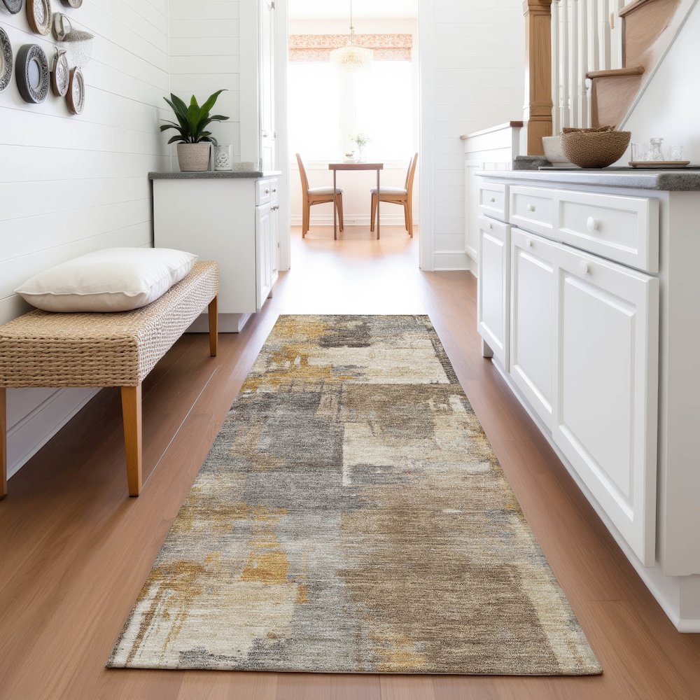 Machine Washable Indoor/Outdoor Chantille ACN2069 Brown 2'3" x 7'6" Runner Rug