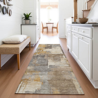 Machine Washable Indoor/Outdoor Chantille ACN2069 Brown 2'3" x 7'6" Runner Rug
