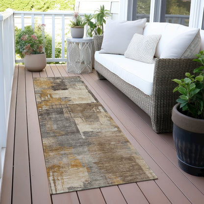 Machine Washable Indoor/Outdoor Chantille ACN2069 Brown 2'3" x 7'6" Runner Rug