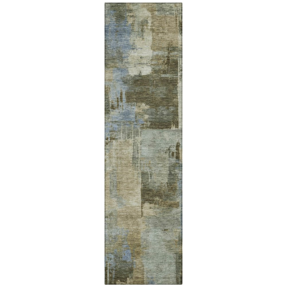 Machine Washable Indoor/Outdoor Chantille ACN2069 Green 2'3" x 7'6" Runner Rug
