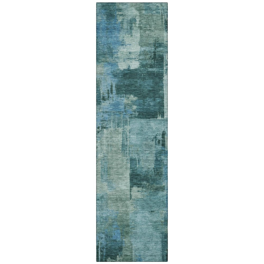 Machine Washable Indoor/Outdoor Chantille ACN2069 Teal 2'3" x 7'6" Runner Rug