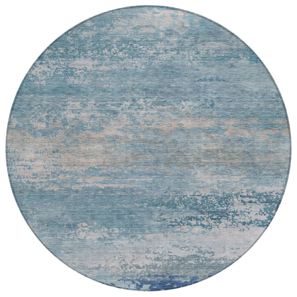 Machine Washable Indoor/Outdoor Chantille ACN2071 Sky 8' x 8' Round Rug