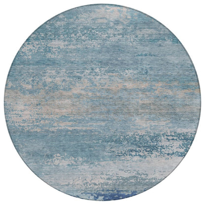 Machine Washable Indoor/Outdoor Chantille ACN2071 Sky 8' x 8' Round Rug