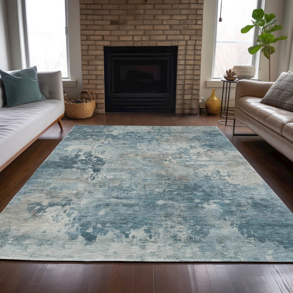 Machine Washable Indoor/Outdoor Chantille ACN2073 Teal 2'6" x 3'10" Rug