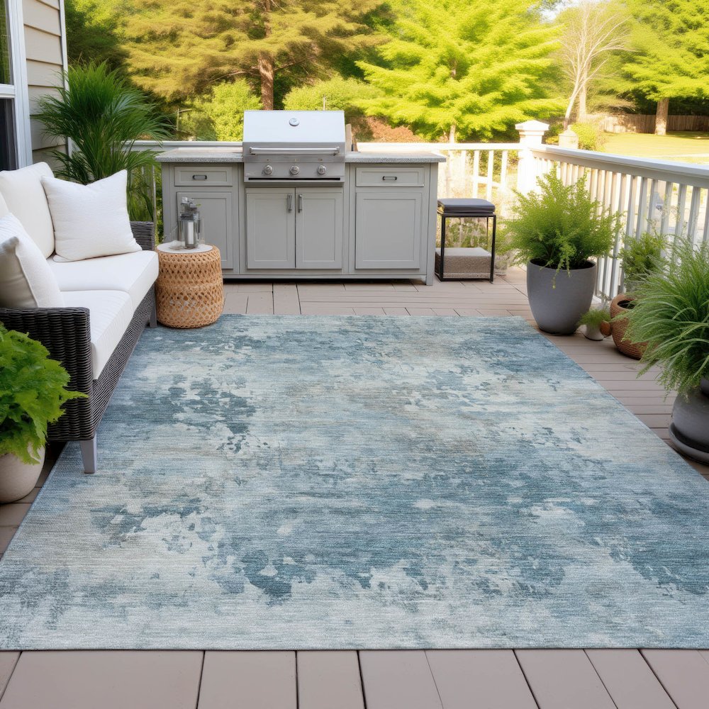Machine Washable Indoor/Outdoor Chantille ACN2073 Teal 2'6" x 3'10" Rug