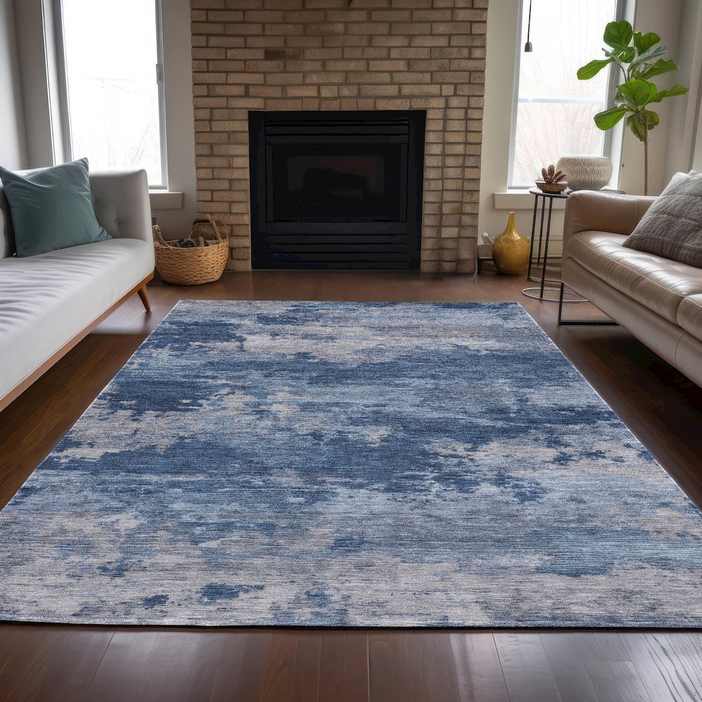 Machine Washable Indoor/Outdoor Chantille ACN2075 Navy 2'6" x 3'10" Rug