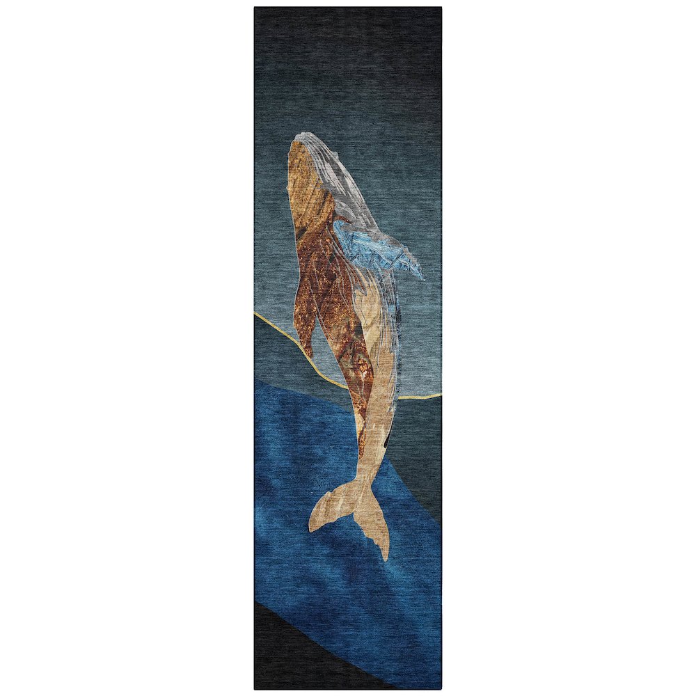 Machine Washable Indoor/Outdoor Chantille ACN2078 Blue 2'3" x 7'6" Runner Rug