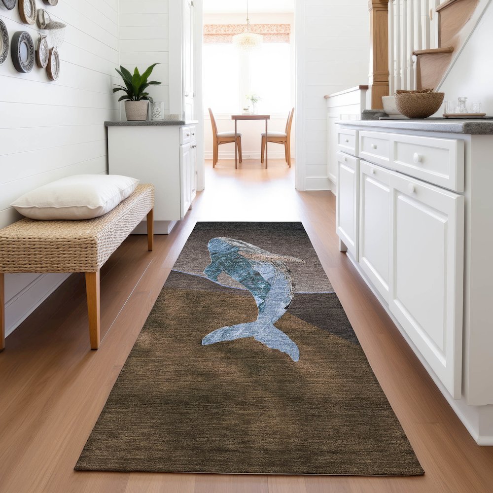 Machine Washable Indoor/Outdoor Chantille ACN2078 Brown 2'3" x 7'6" Runner Rug