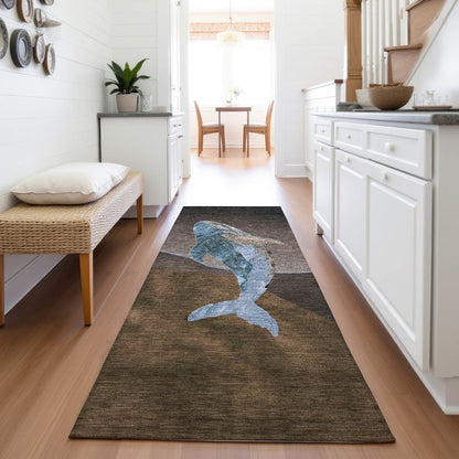 Machine Washable Indoor/Outdoor Chantille ACN2078 Brown 2'3" x 7'6" Runner Rug
