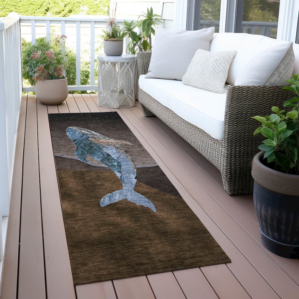 Machine Washable Indoor/Outdoor Chantille ACN2078 Brown 2'3" x 7'6" Runner Rug