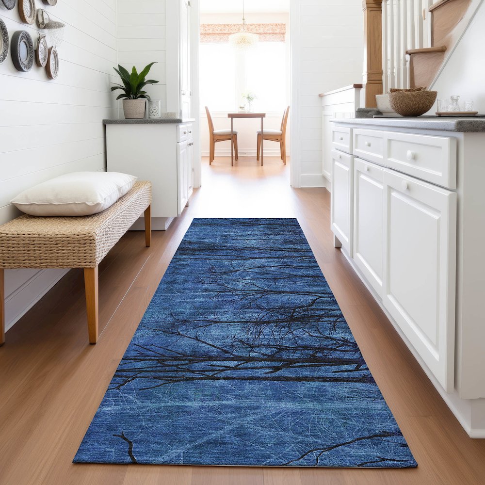 Machine Washable Indoor/Outdoor Chantille ACN2083 Blue 2'3" x 7'6" Runner Rug