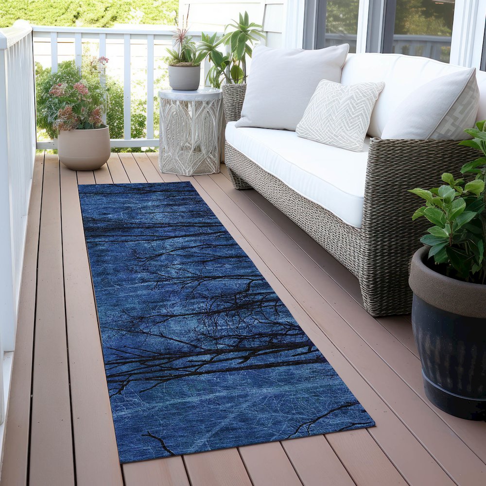 Machine Washable Indoor/Outdoor Chantille ACN2083 Blue 2'3" x 7'6" Runner Rug