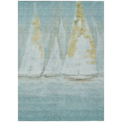 Machine Washable Indoor/Outdoor Chantille ACN2084 Teal 2'6" x 3'10" Rug