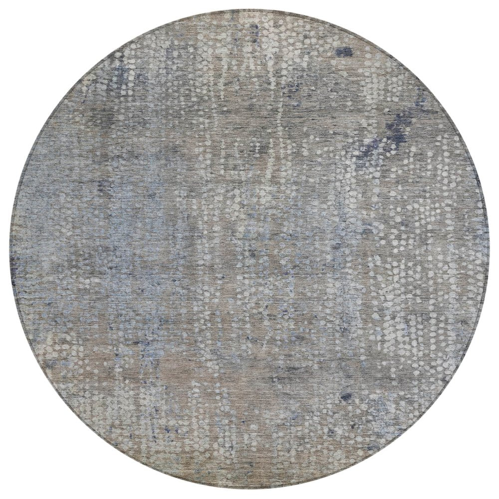 Machine Washable Indoor/Outdoor Chantille ACN2087 Taupe 8' x 8' Round Rug