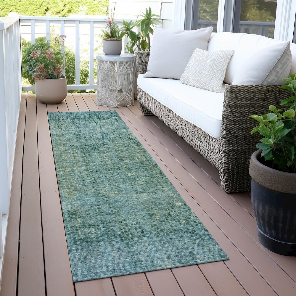 Machine Washable Indoor/Outdoor Chantille ACN2088 Teal 2'3" x 7'6" Runner Rug