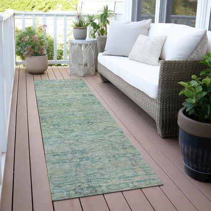 Machine Washable Indoor/Outdoor Chantille ACN2090 Teal 2'3" x 7'6" Runner Rug