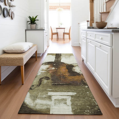 Machine Washable Indoor/Outdoor Chantille ACN2091 Brown 2'3" x 7'6" Runner Rug
