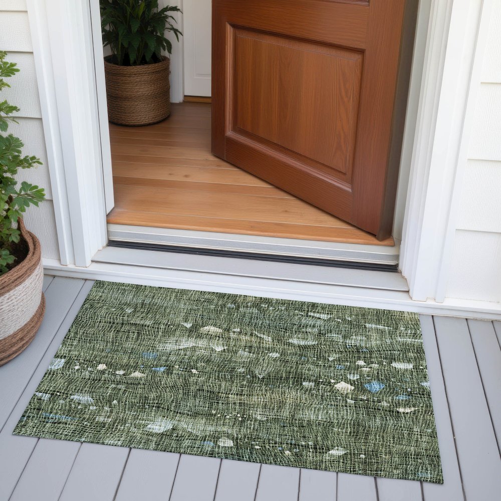 Machine Washable Indoor/Outdoor Chantille ACN2092 Fern 1'8" x 2'6" Rug