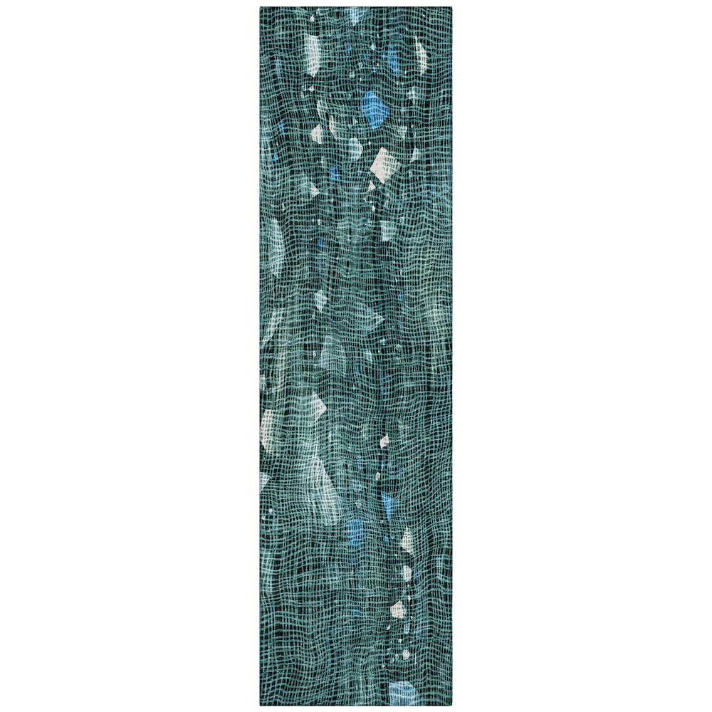 Machine Washable Indoor/Outdoor Chantille ACN2092 Teal 2'3" x 7'6" Runner Rug
