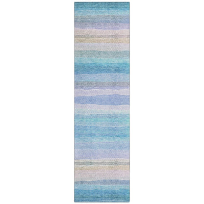 Machine Washable Indoor/Outdoor Chantille ACN2093 Aqua 2'3" x 7'6" Runner Rug