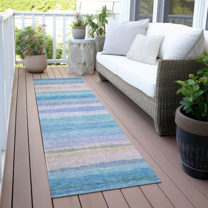 Machine Washable Indoor/Outdoor Chantille ACN2093 Aqua 2'3" x 7'6" Runner Rug