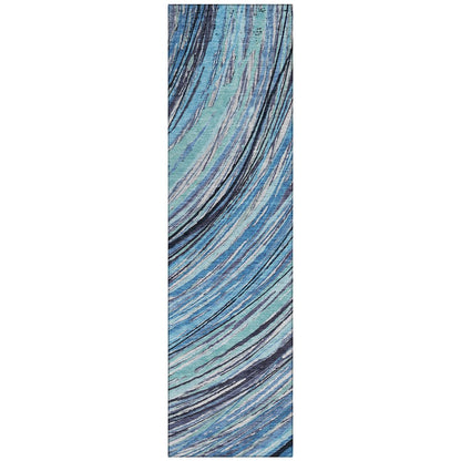 Machine Washable Indoor/Outdoor Chantille ACN2094 Blue 2'3" x 7'6" Runner Rug