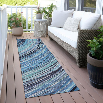 Machine Washable Indoor/Outdoor Chantille ACN2094 Blue 2'3" x 7'6" Runner Rug