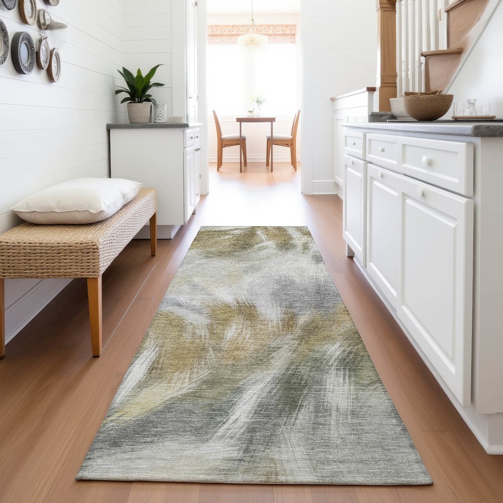Machine Washable Indoor/Outdoor Chantille ACN2096 Pewter 2'3" x 7'6" Runner Rug