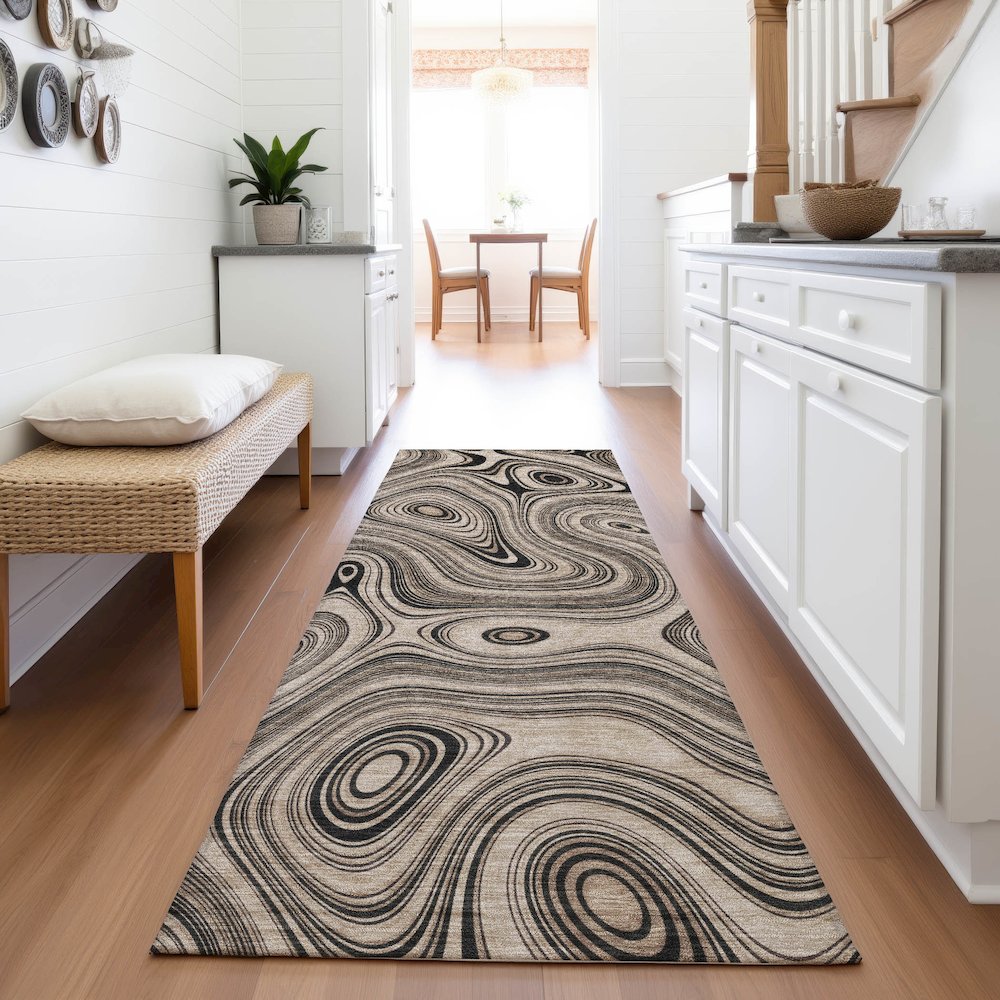 Machine Washable Indoor/Outdoor Chantille ACN2097 Beige 2'3" x 7'6" Runner Rug