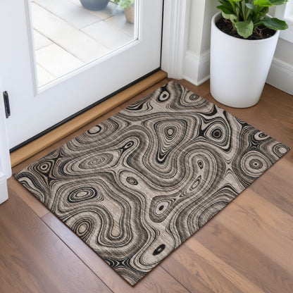 Machine Washable Indoor/Outdoor Chantille ACN2097 Beige 1'8" x 2'6" Rug