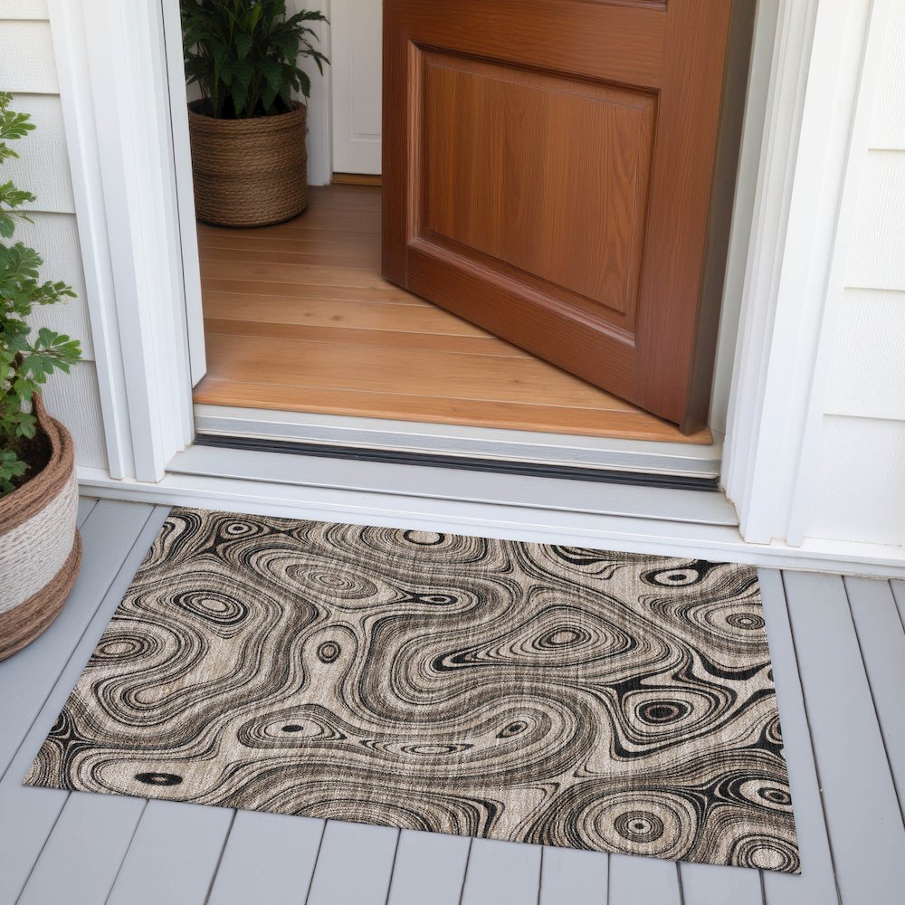 Machine Washable Indoor/Outdoor Chantille ACN2097 Beige 1'8" x 2'6" Rug