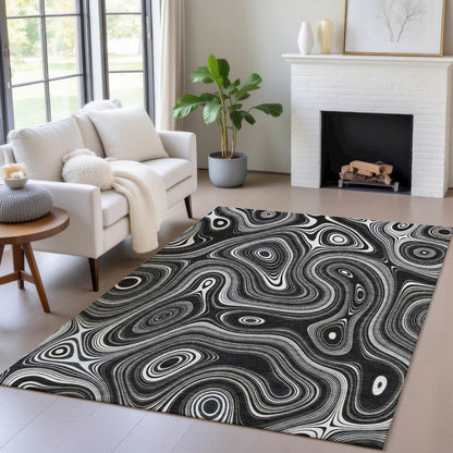 Machine Washable Indoor/Outdoor Chantille ACN2097 Black 2'6" x 3'10" Rug