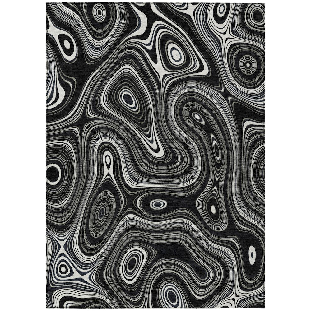 Machine Washable Indoor/Outdoor Chantille ACN2097 Black 2'6" x 3'10" Rug