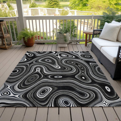 Machine Washable Indoor/Outdoor Chantille ACN2097 Black 2'6" x 3'10" Rug