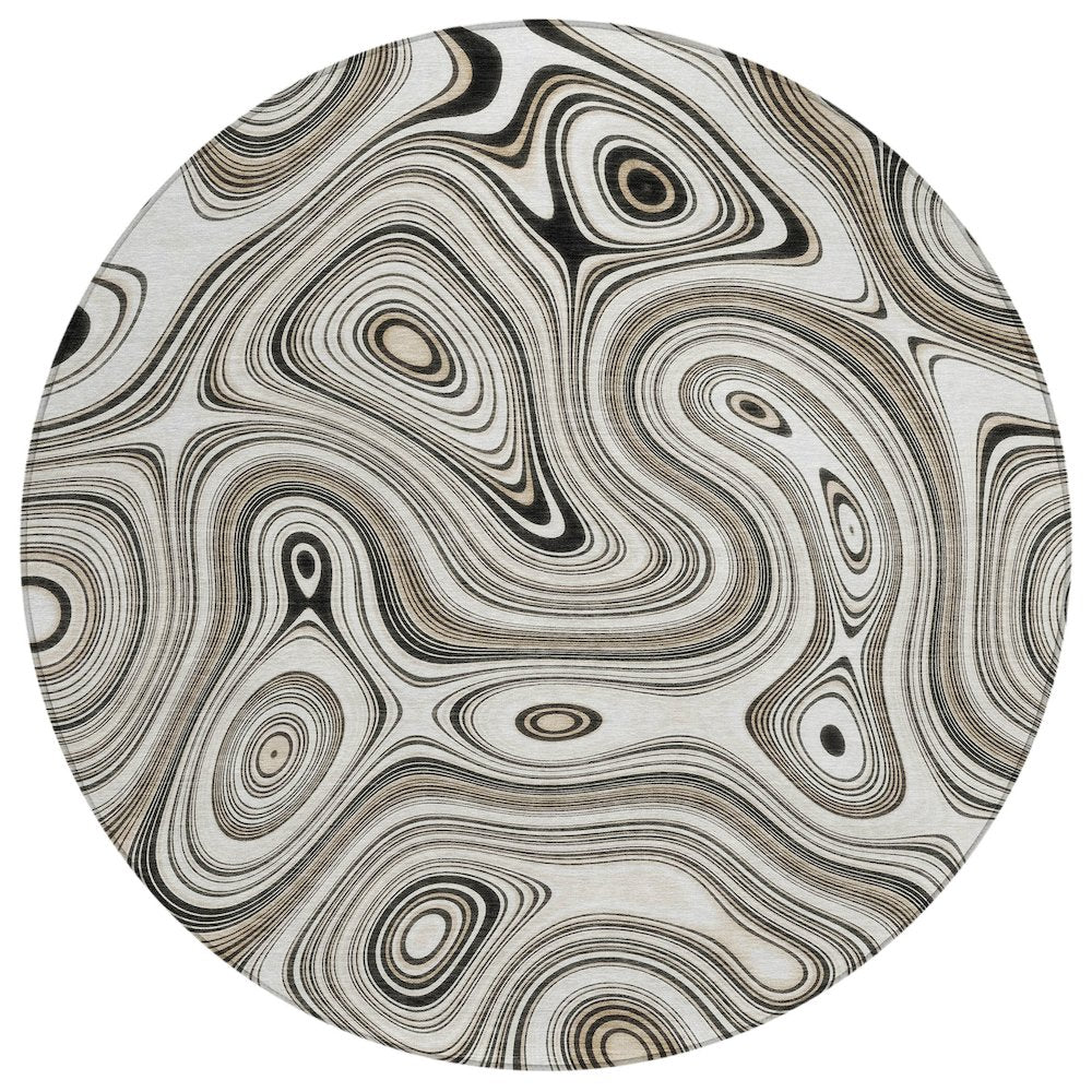 Machine Washable Indoor/Outdoor Chantille ACN2097 Ivory 8' x 8' Round Rug