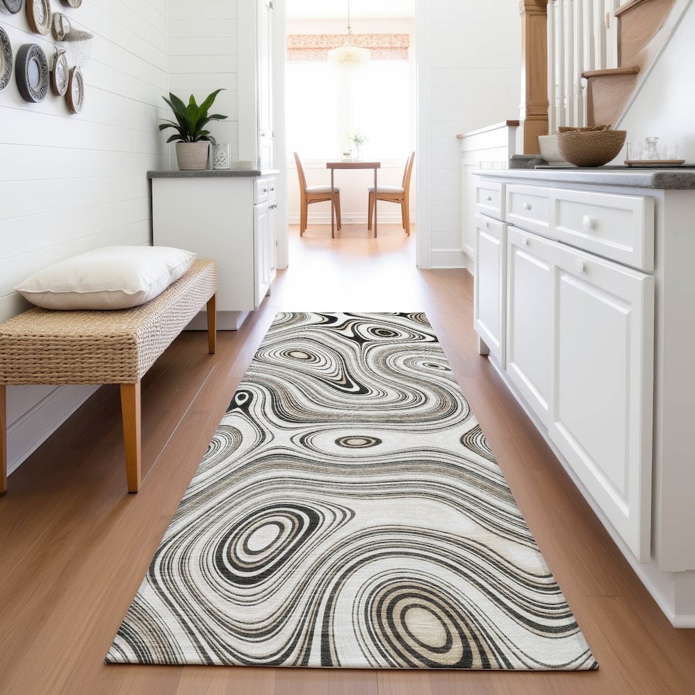 Machine Washable Indoor/Outdoor Chantille ACN2097 Ivory 2'3" x 7'6" Runner Rug