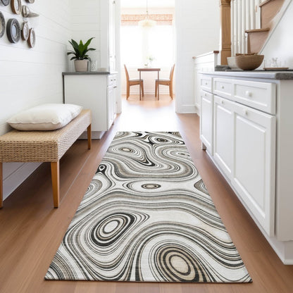 Machine Washable Indoor/Outdoor Chantille ACN2097 Ivory 2'3" x 7'6" Runner Rug